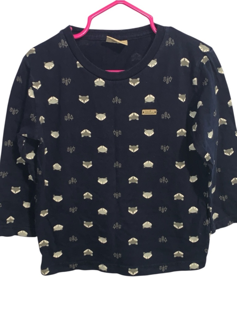 Milon 3T Kids Navy Fox-Print Long Sleeve Top